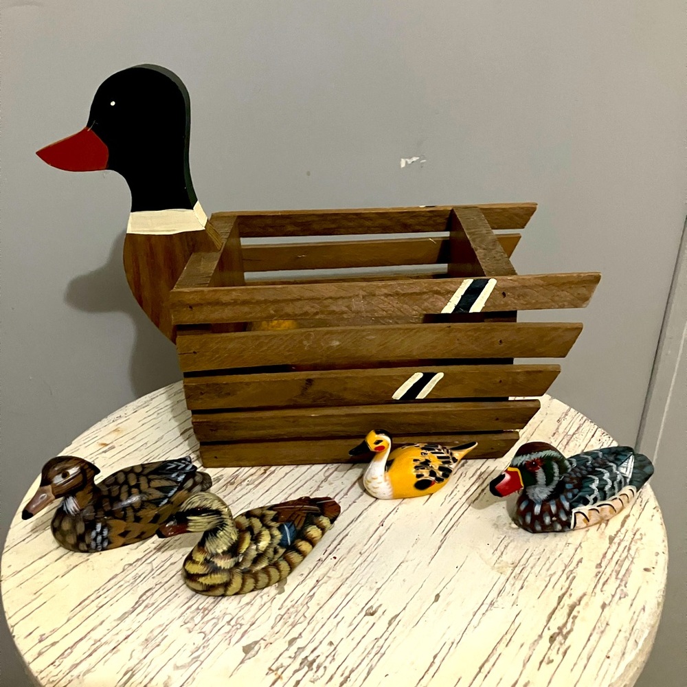 Vintage Hand-Carved, Hand-Painted Wooden Ducks